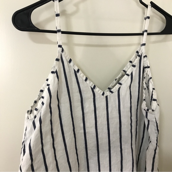 Terzo Millenio 100% linen stripe spaghetti strap maxi dress - Picture 3 of 10